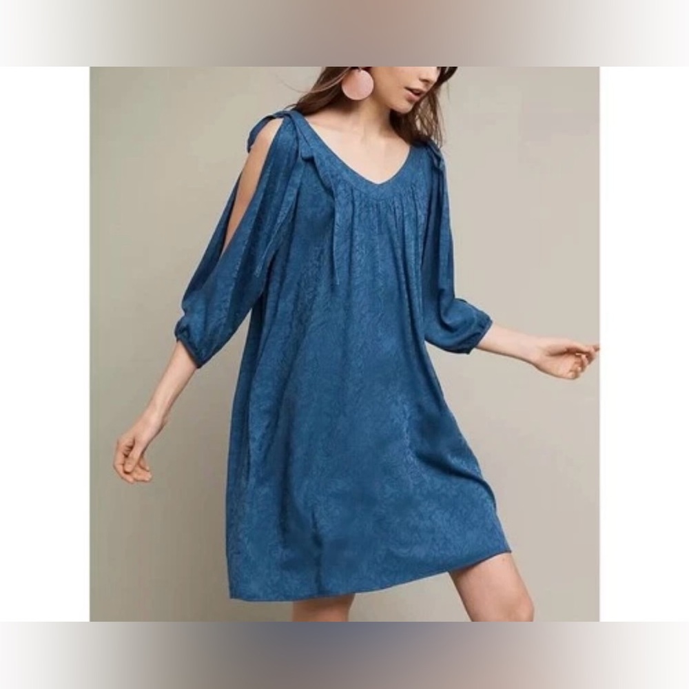 Anthropologie Holding Horses Leyton Teal Blue Dress Sz M